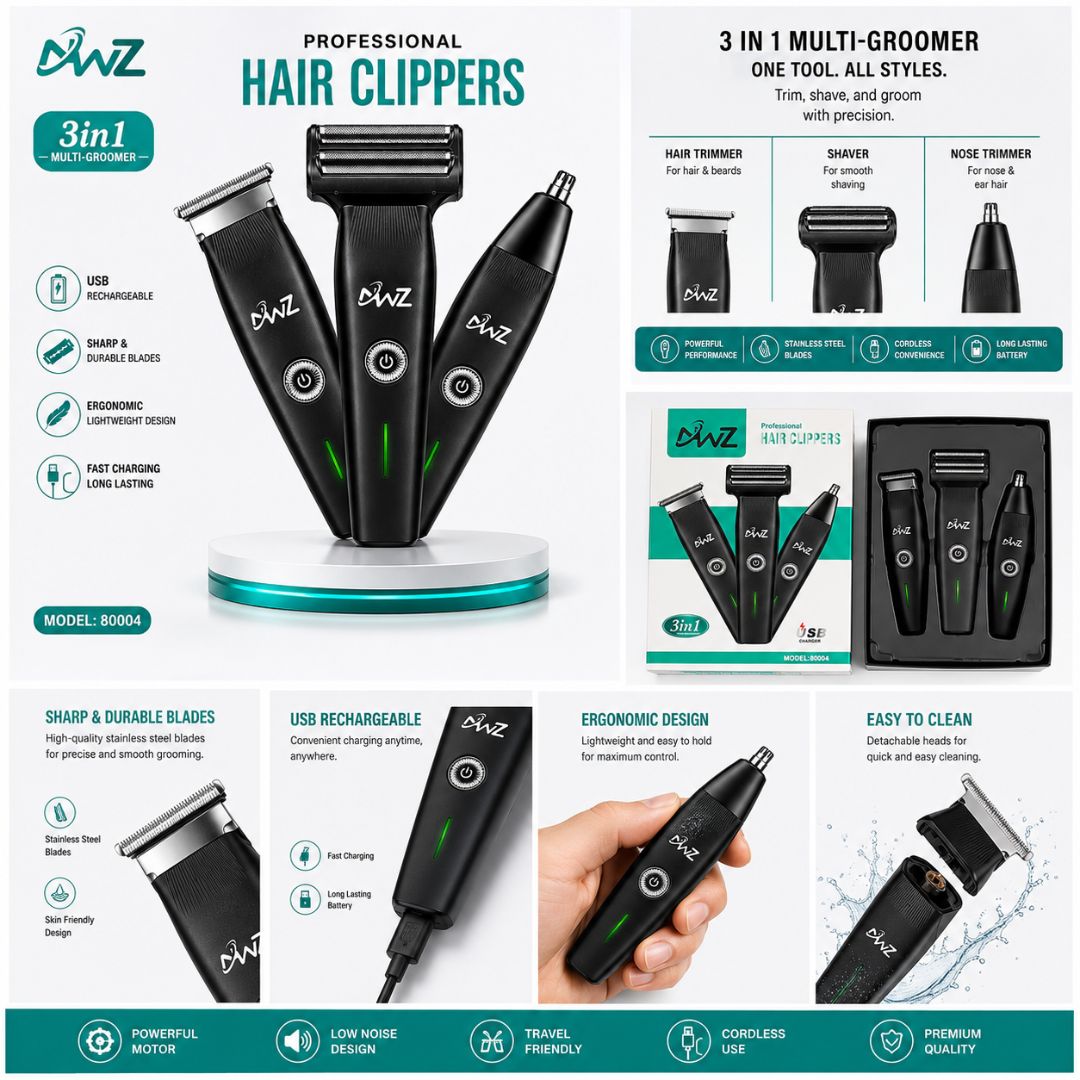 3 in 1 Professional Hair Clipper & Grooming Kit