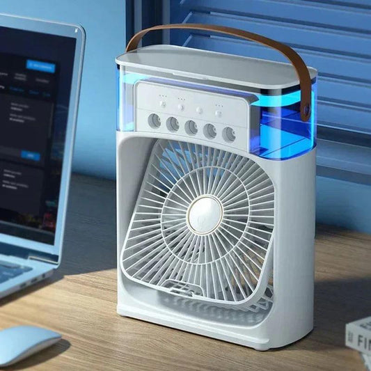 Personal Mini Air Cooler Fan with Mist & LED Night Light | 10-Inch Portable