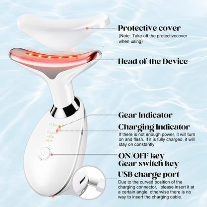 3-in-1 Face Lifting Massager – EMS Microcurrent + Red Light Therapy + Vibrating Neck & Eye Massager