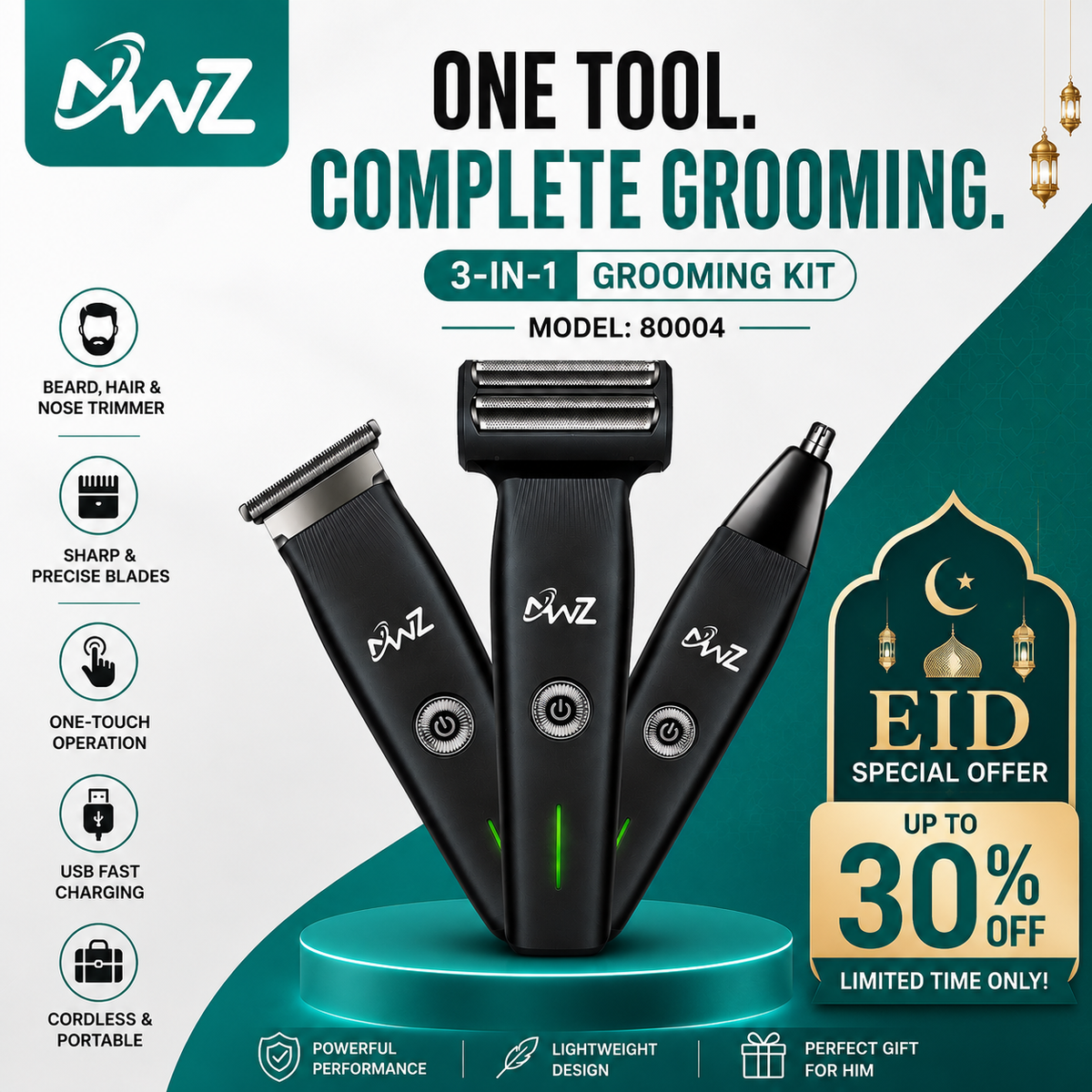 3 in 1 Professional Hair Clipper & Grooming Kit