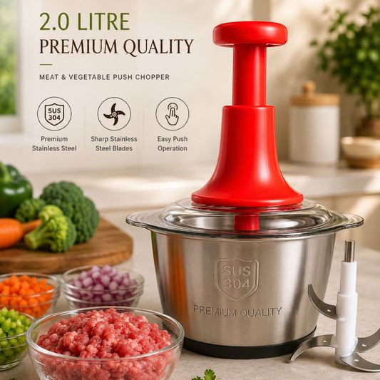 2.0L Premium Stainless Steel Manual Push Chopper